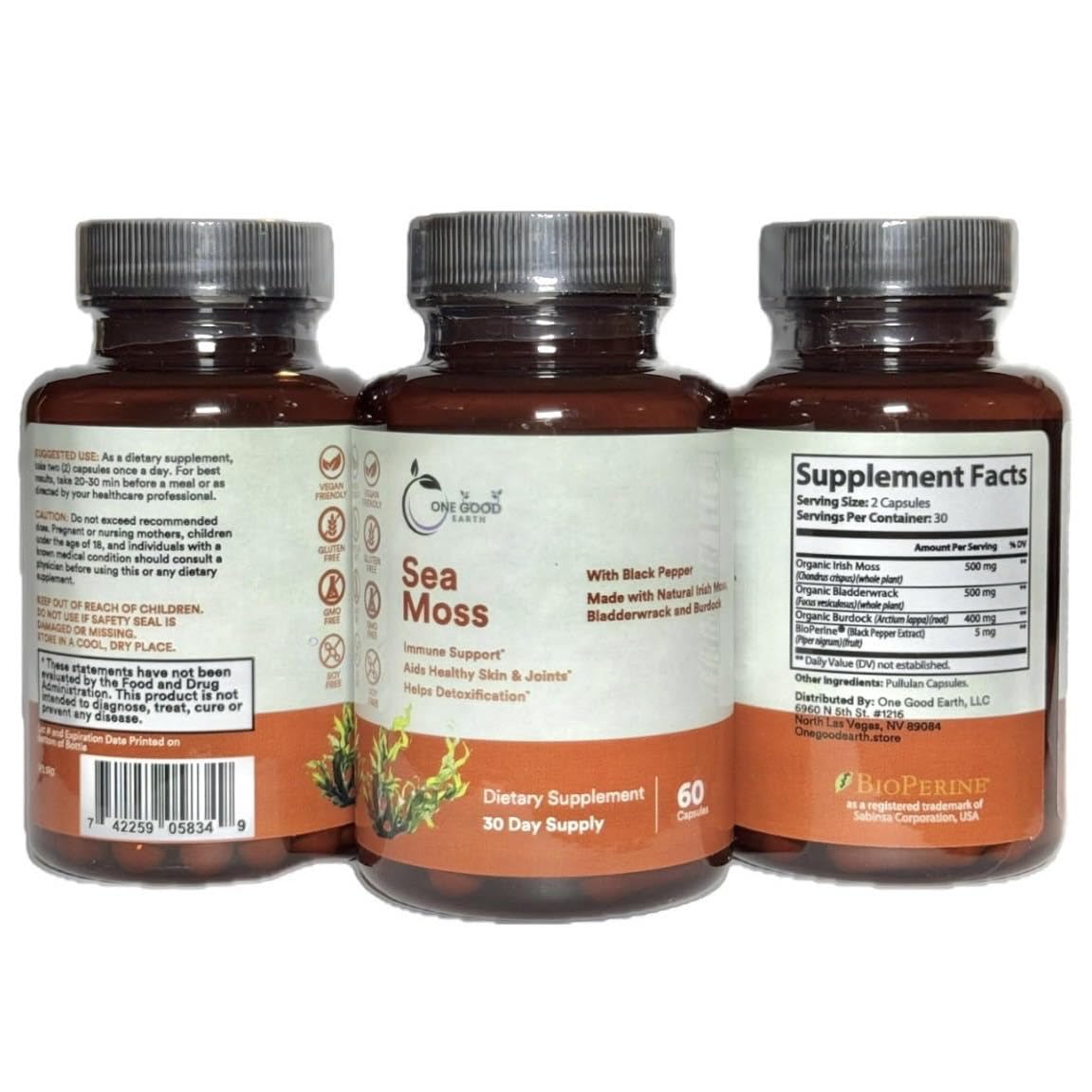 One Good Earth Sea Moss Capsules, 60 Count