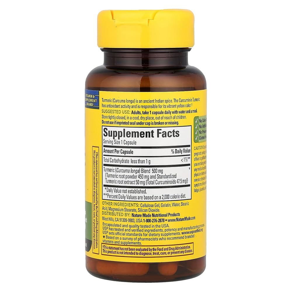 Nature Made Turmeric 500 mg Capsules, 60 Count