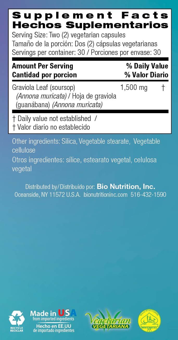 Bio Nutrition Graviola Soursop 60 Capsules