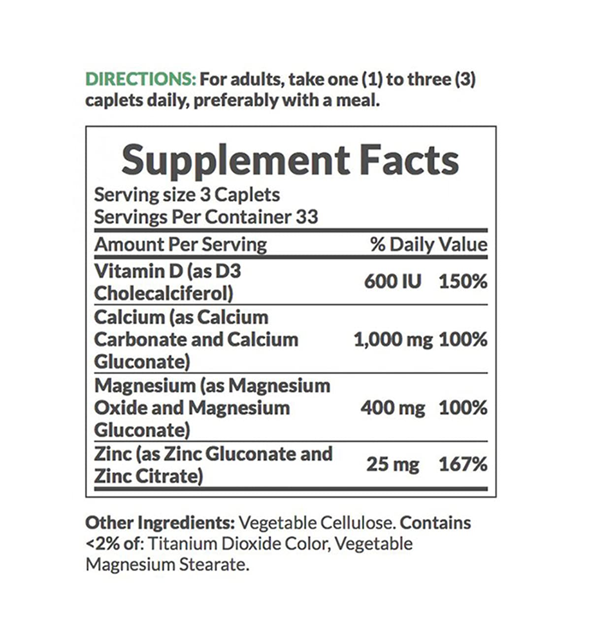 Nature's Bounty Calcium Magnesium Zinc 600 Tablets