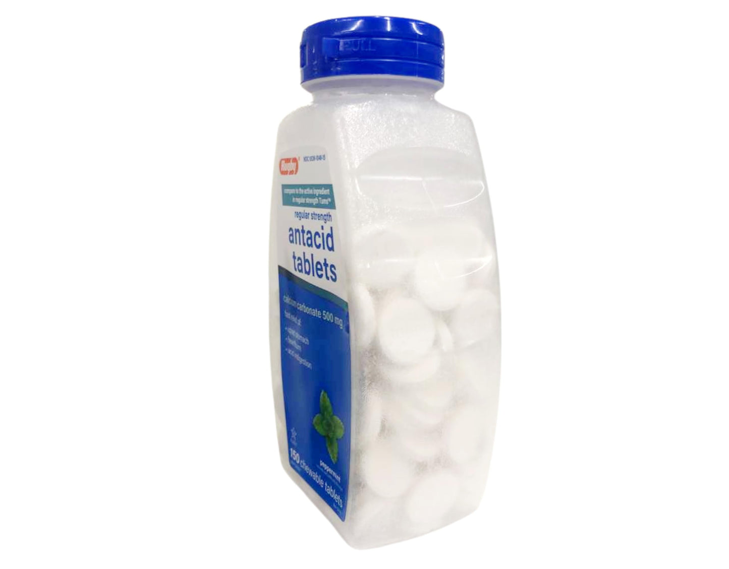 Rugby Laboratories Calcium Carbonate 500mg Antacid Tablets Peppermint Regular Strength, 900 Tablets