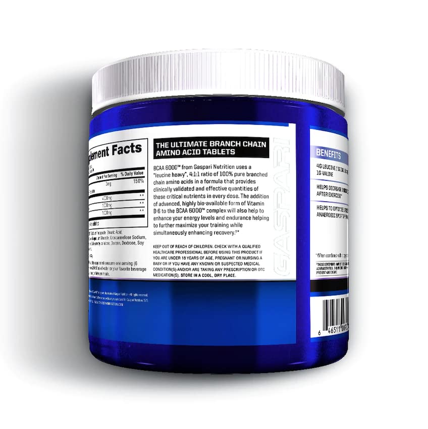 Gaspari Nutrition BCAA 6000 Branch Chain Amino Acids Capsules, 30 Count