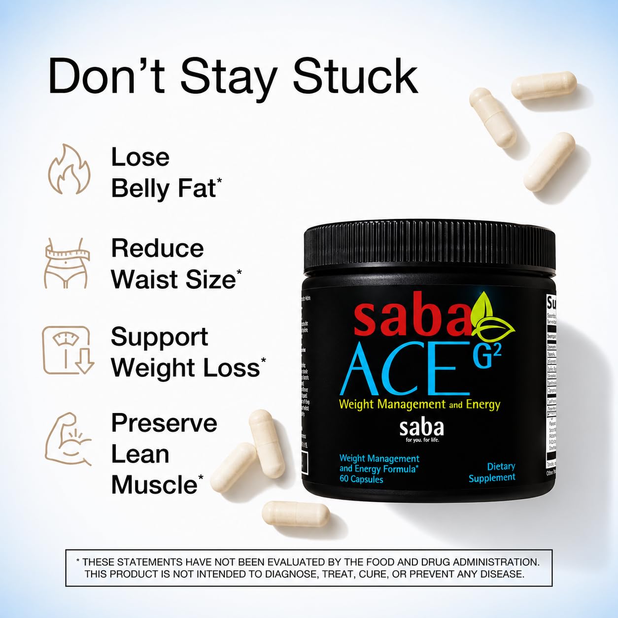 Saba ACE G2 Fat Burner Capsules 60 Count