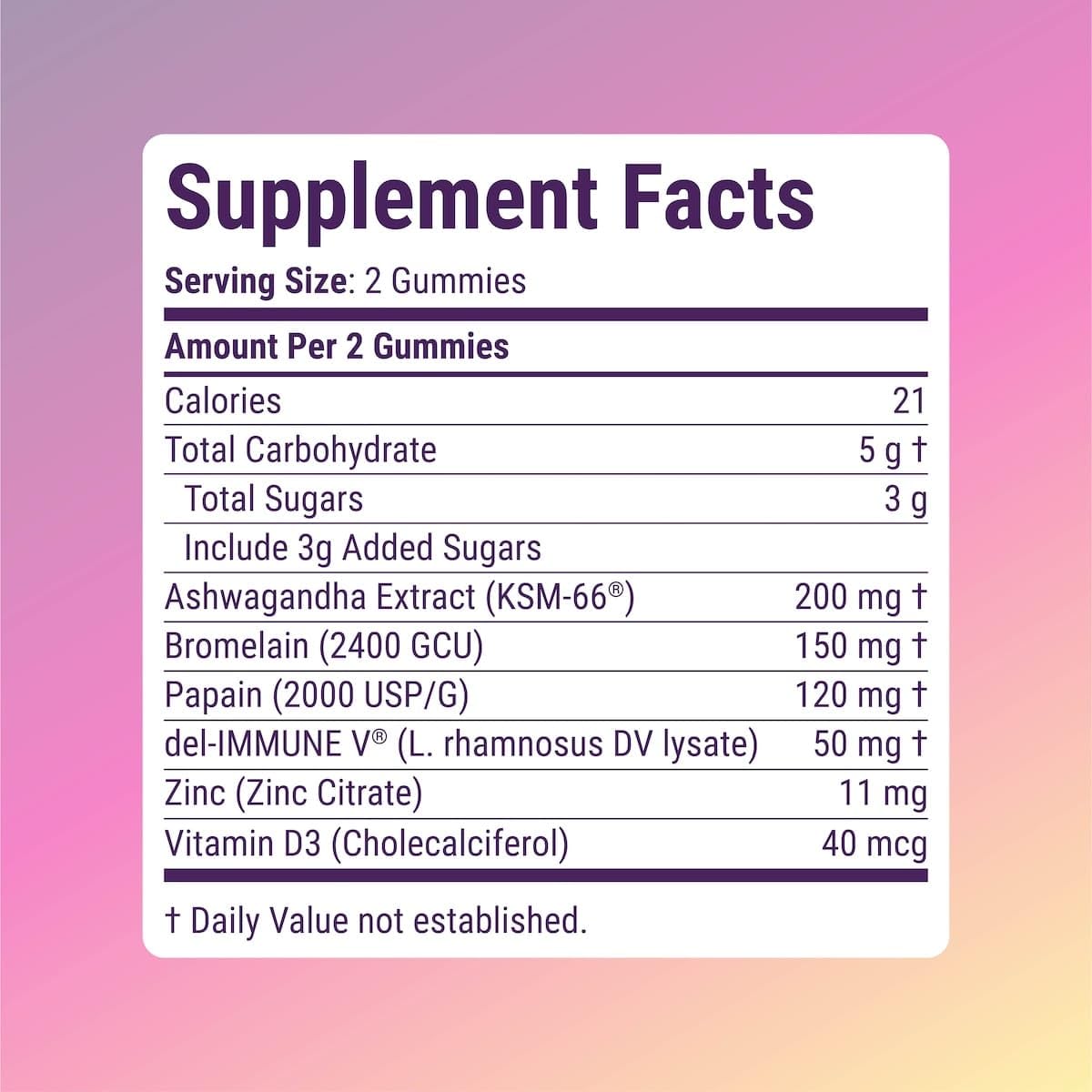 Del-Immune V + Ashwagandha - Brain Immune Gut B.I.G. Gummies 60 Count