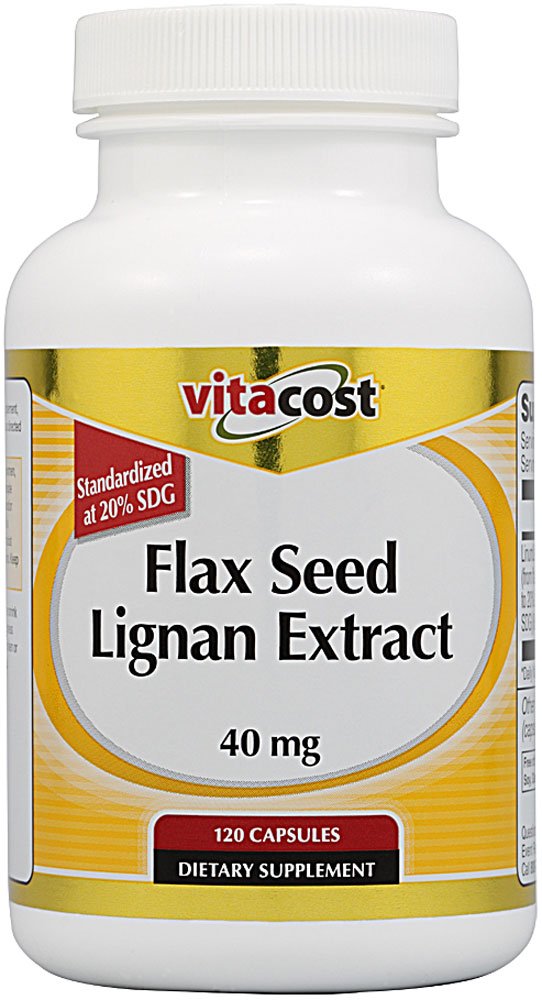 Vitacost Flax Seed Lignan Extract 40 mg Capsules, 120 Count