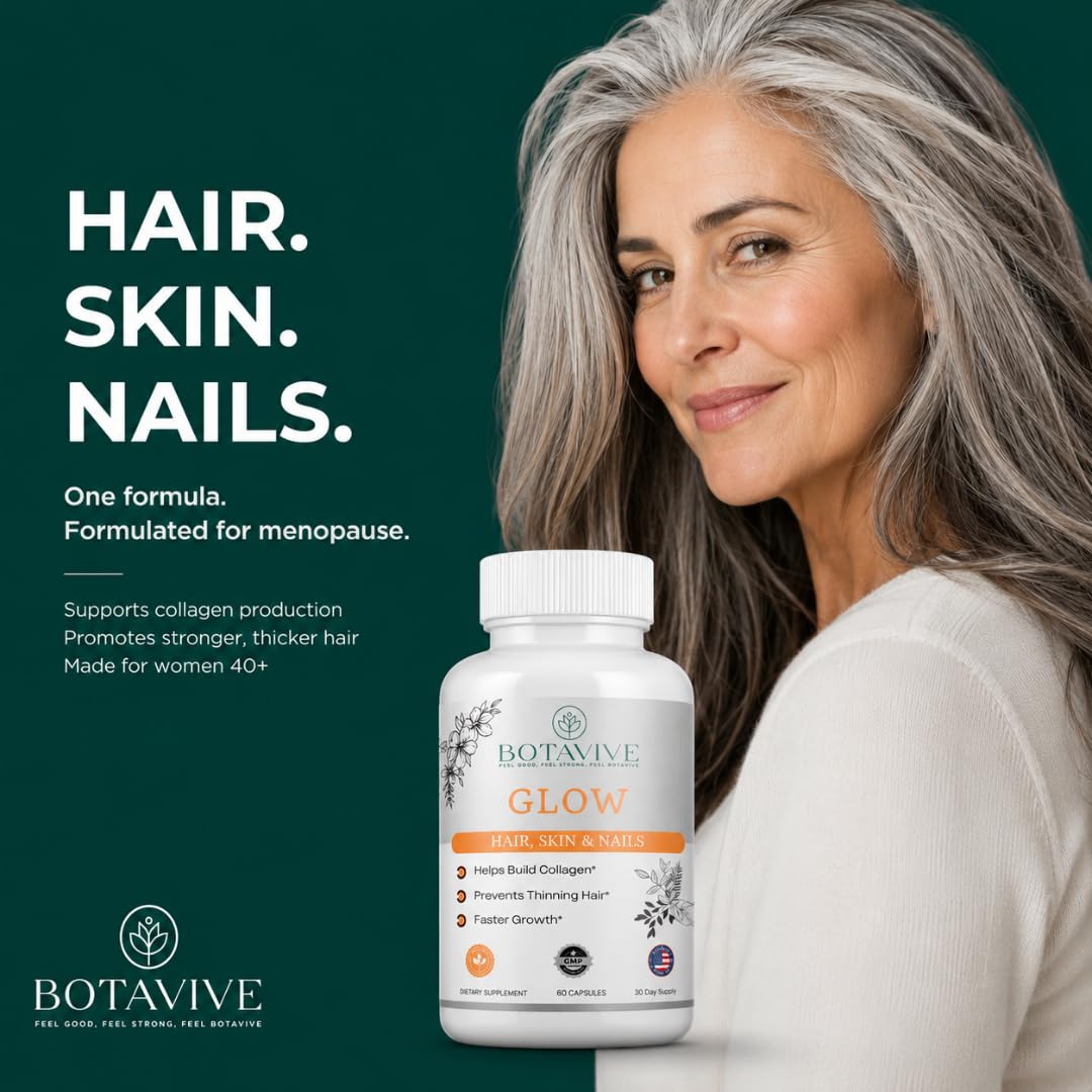 Botavive Glow Menopause Hair & Skin Supplement for Women Over 40 Capsules 60 Count