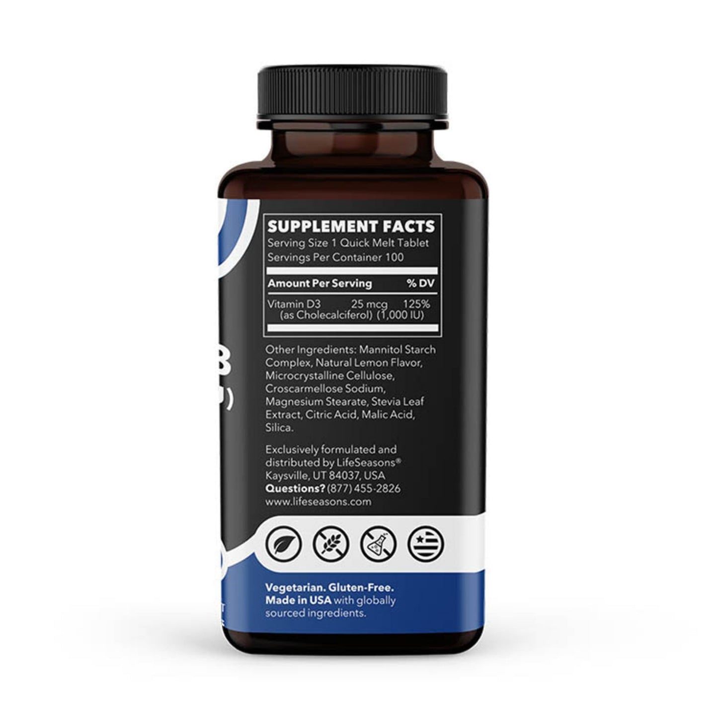 LifeSeasons Essentials Vitamin D3 Quick Melts Tablet 100 Count