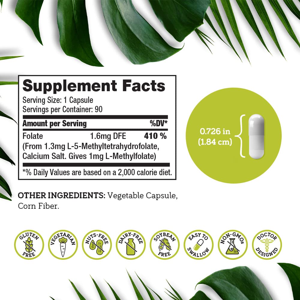 Doctors Scientific DSO L Methylfolate 1mg (5 MTHF Supplement) Capsules 90