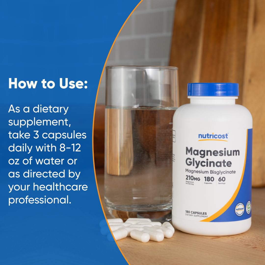 Nutricost Magnesium Glycinate Capsule, 180 Count