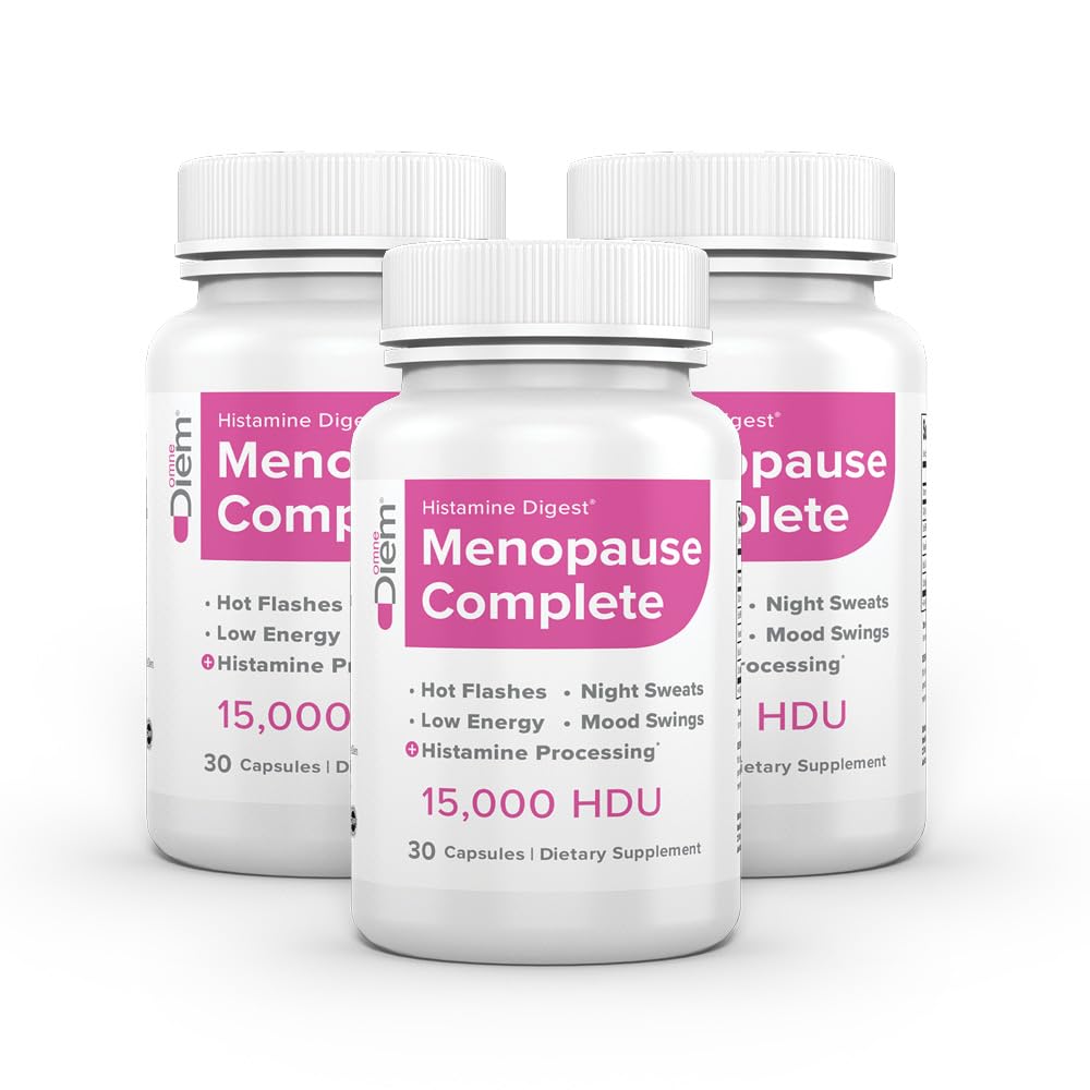 Omne Diem Menopause Complete DAO Plus Hormone Support Supplement – Diamine Oxidase (DAO) Enzyme + Estro8PN Hops, Citicoline, Flaxseed & Black Cohosh, 30 Capsules