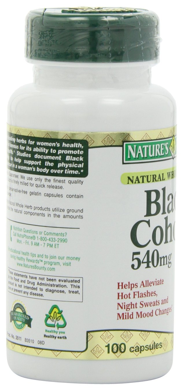 Nature's Bounty Black Cohosh 540mg Capsules, 200 Capsules