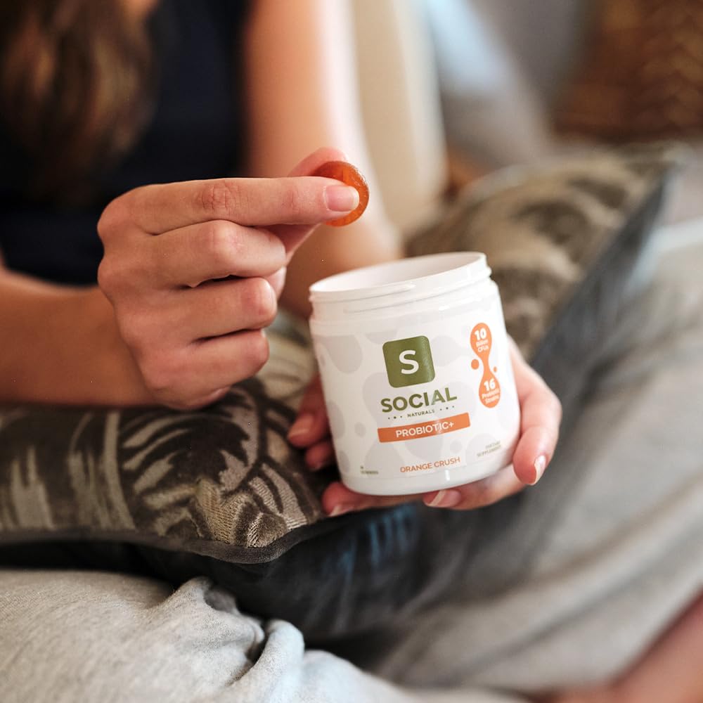 Social Naturals Probiotic Gummies 10 Billion CFU Zero Sugar Prebiotic Fibre Gut & Digestive Support Vegan 30 Gummies