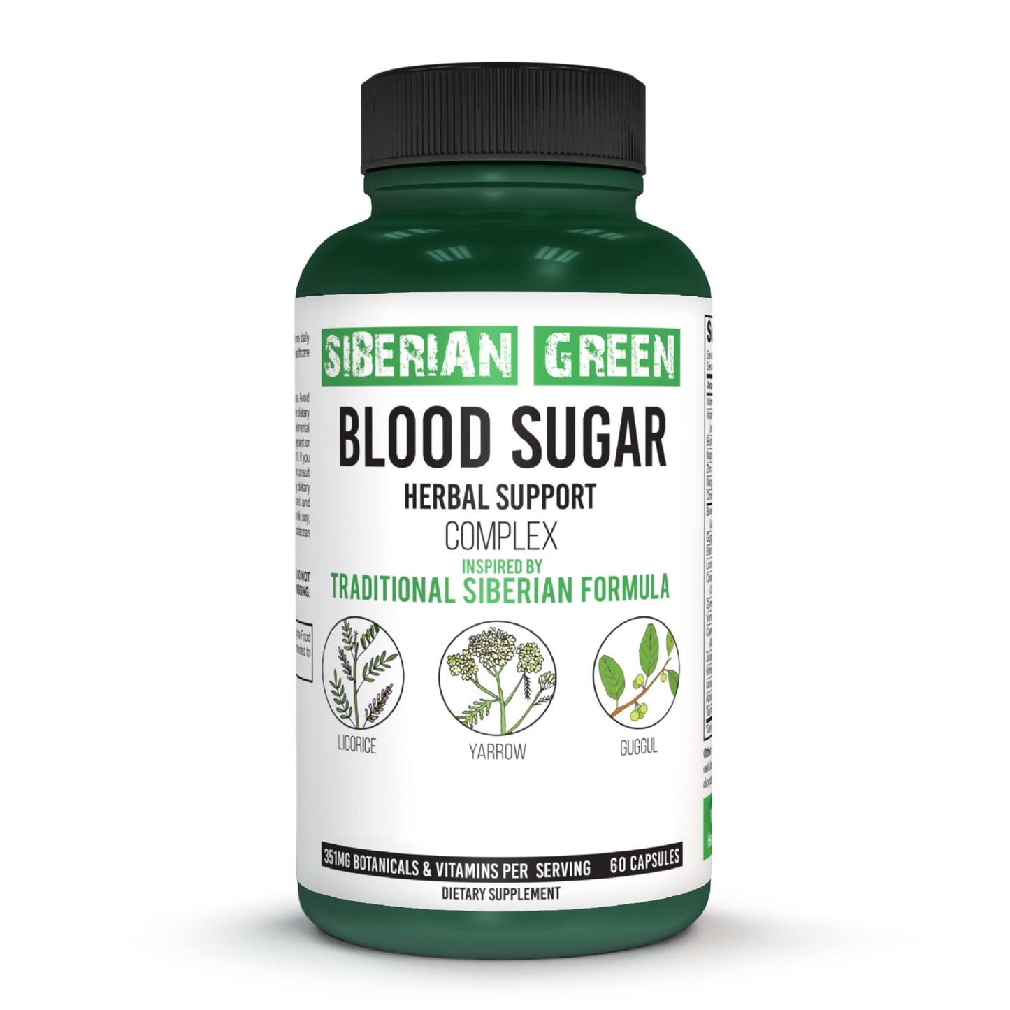 Siberian Green Sugar Herbal Support Yarrow Guggul Licorice 60 Capsules