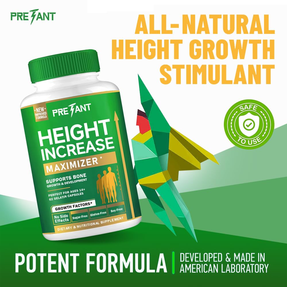 PRETANT Growth Capsules to Grow Taller - Height Increase Maximizer with Calcium for Bone Strength 62 Count Capsules