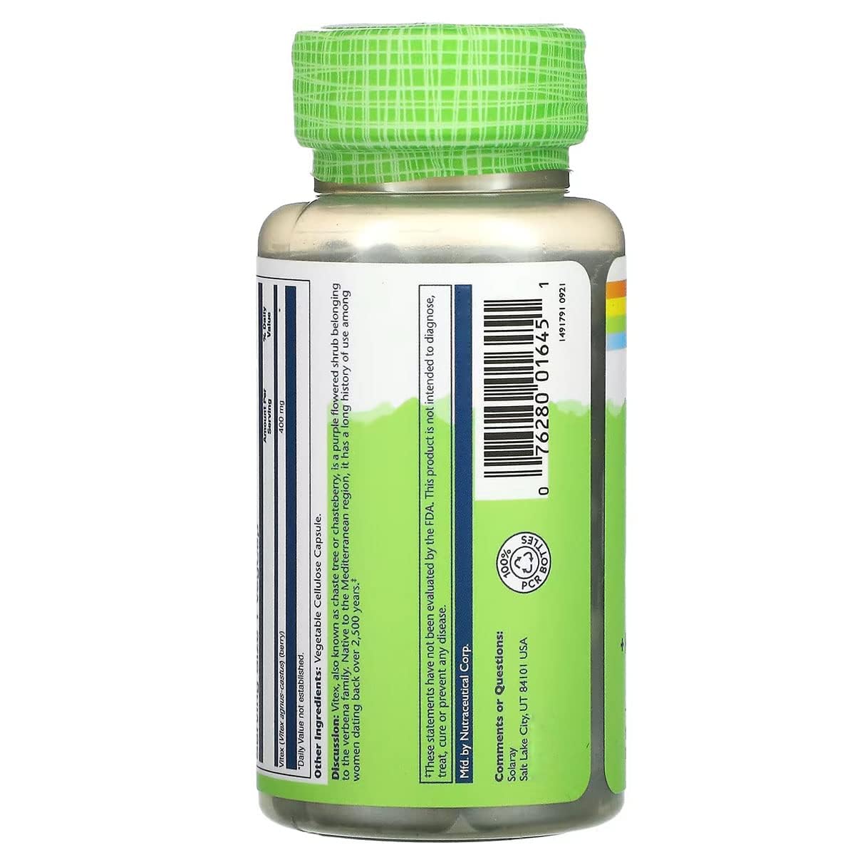 SOLARAY Vitex Chasteberry 400mg Capsules, 100 Count