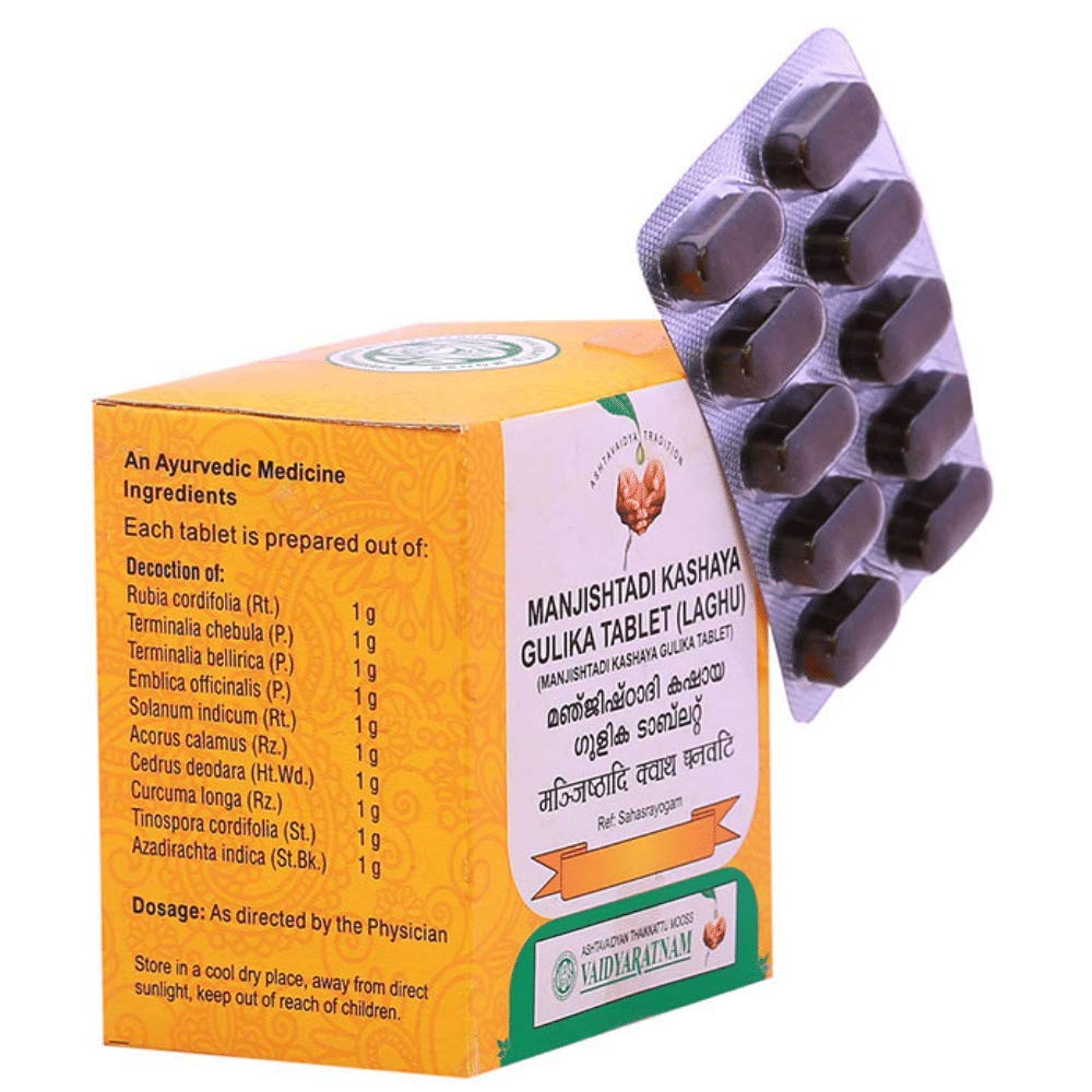 VAIDYARATNAM Manjishtadi Kashaya Gulika Tablets, 1 Tablet
