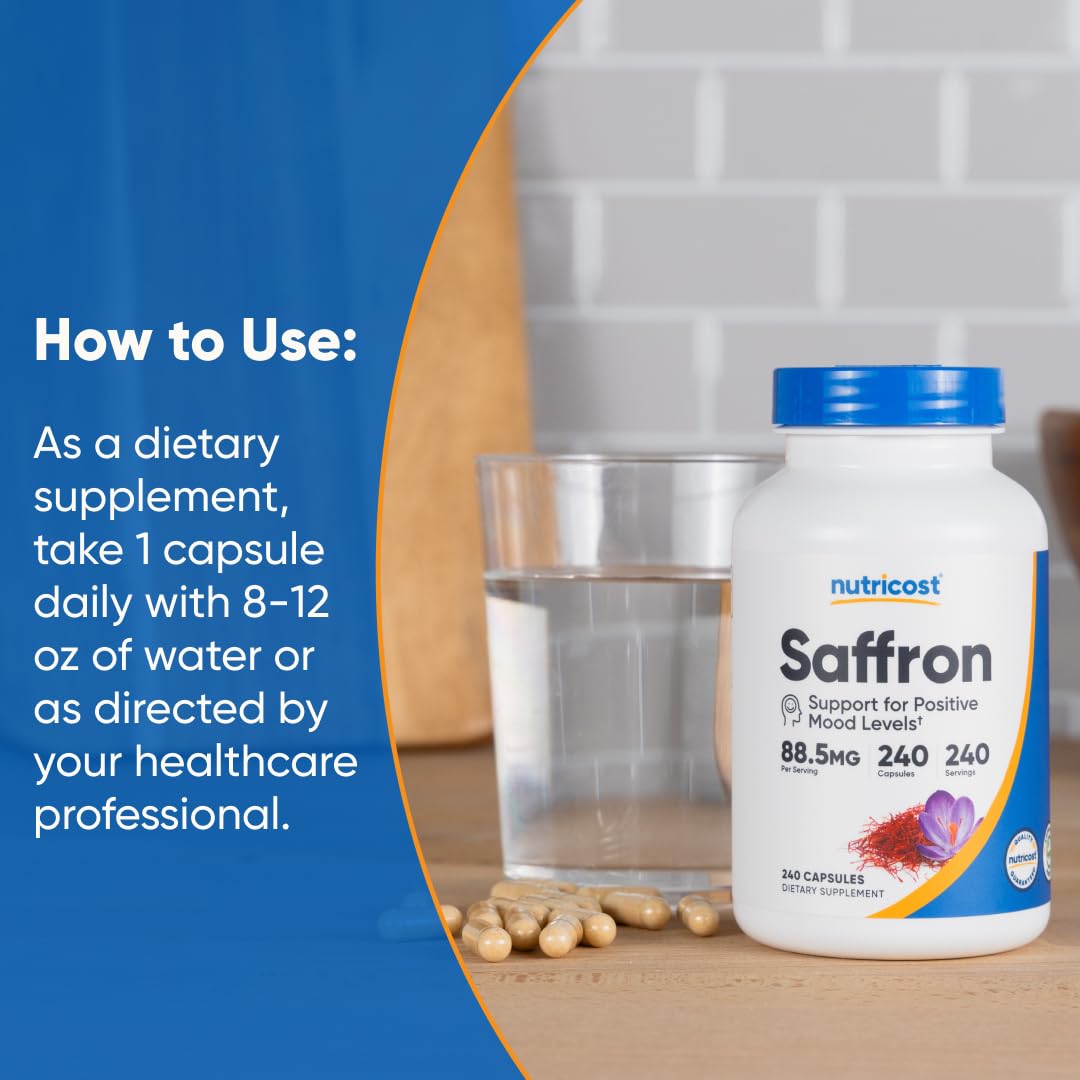 Nutricost Saffron Extract 88.5mg, 240 Capsules