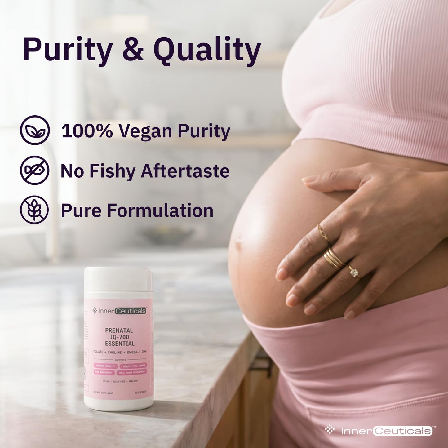 Innerceuticals Prenatal IQ700 Prenatal Vitamins for Women with DHA, Choline & Iron - Women's Multivitamin with L-Methylfolate - Vegan Omega 3 Pregnancy Support - Maternity Supplements, 1 Capsule