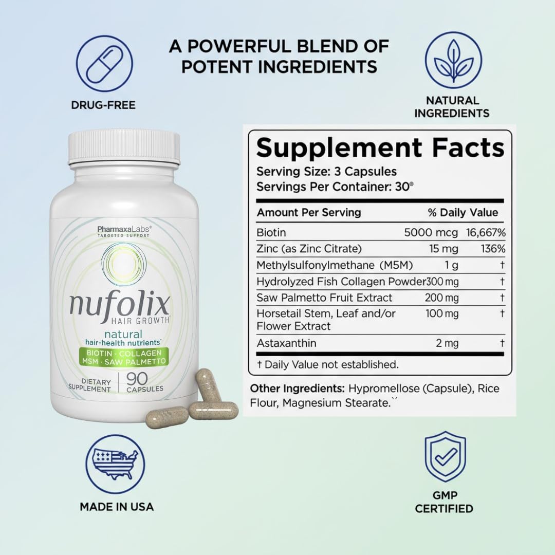 Nufolix Natural Hair Growth Supplement 60 Capsules