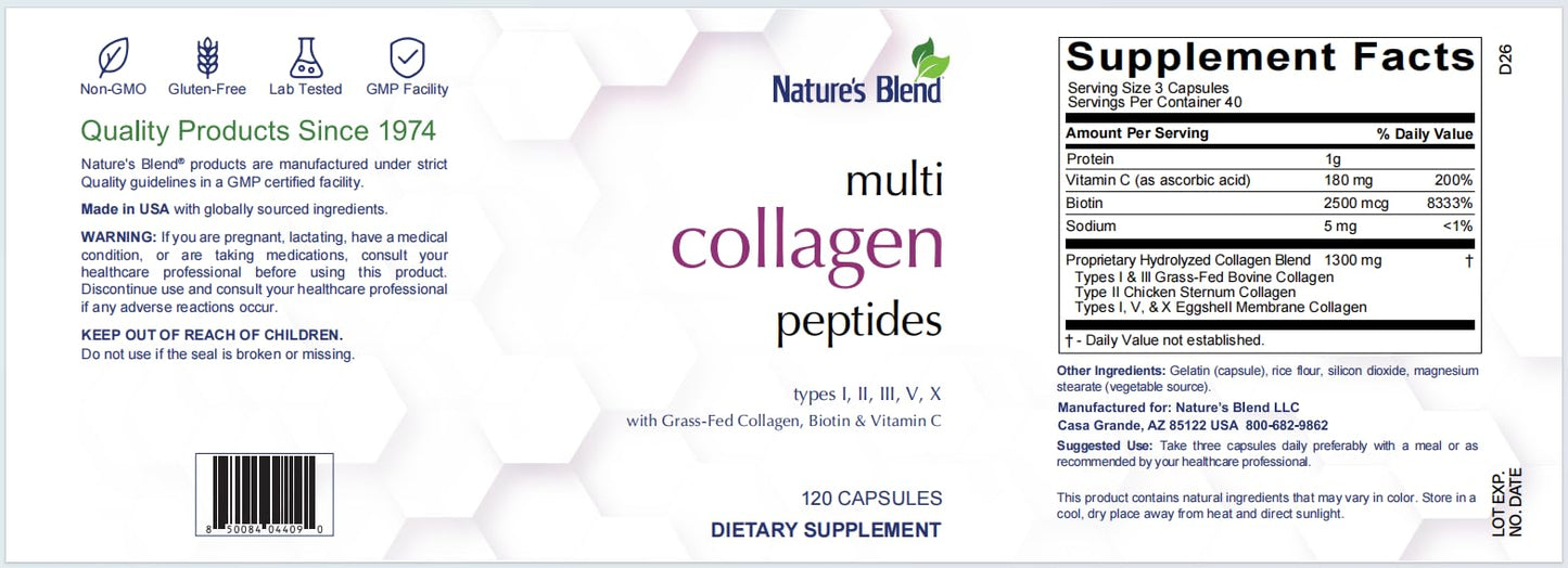 Nature's Blend Multi Collagen Peptides Capsules 120 Capsules