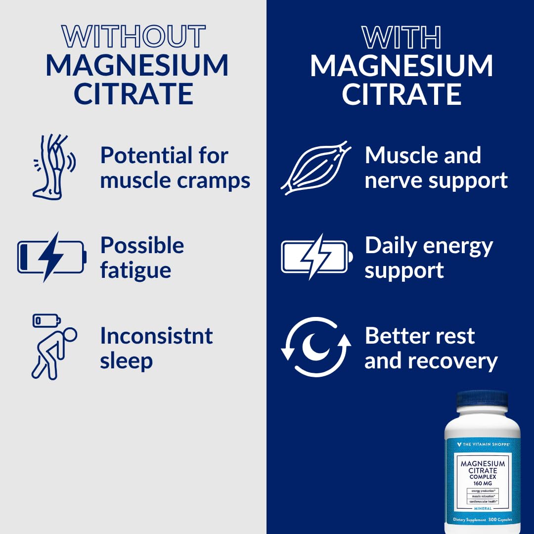 The Vitamin Shoppe Magnesium Citrate 160 mg Capsules 300 Count