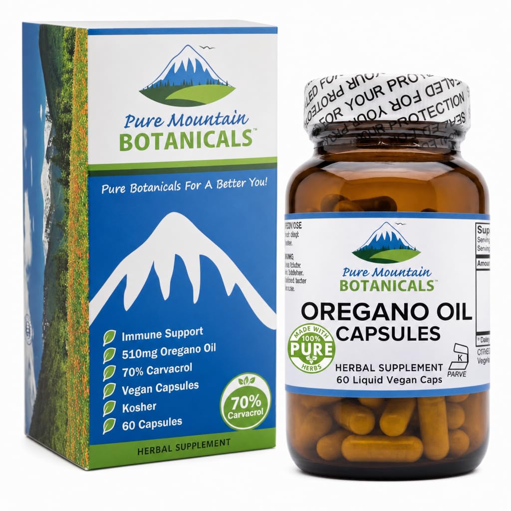 Pure Mountain Botanicals Oregano Oil Capsules 60 Count