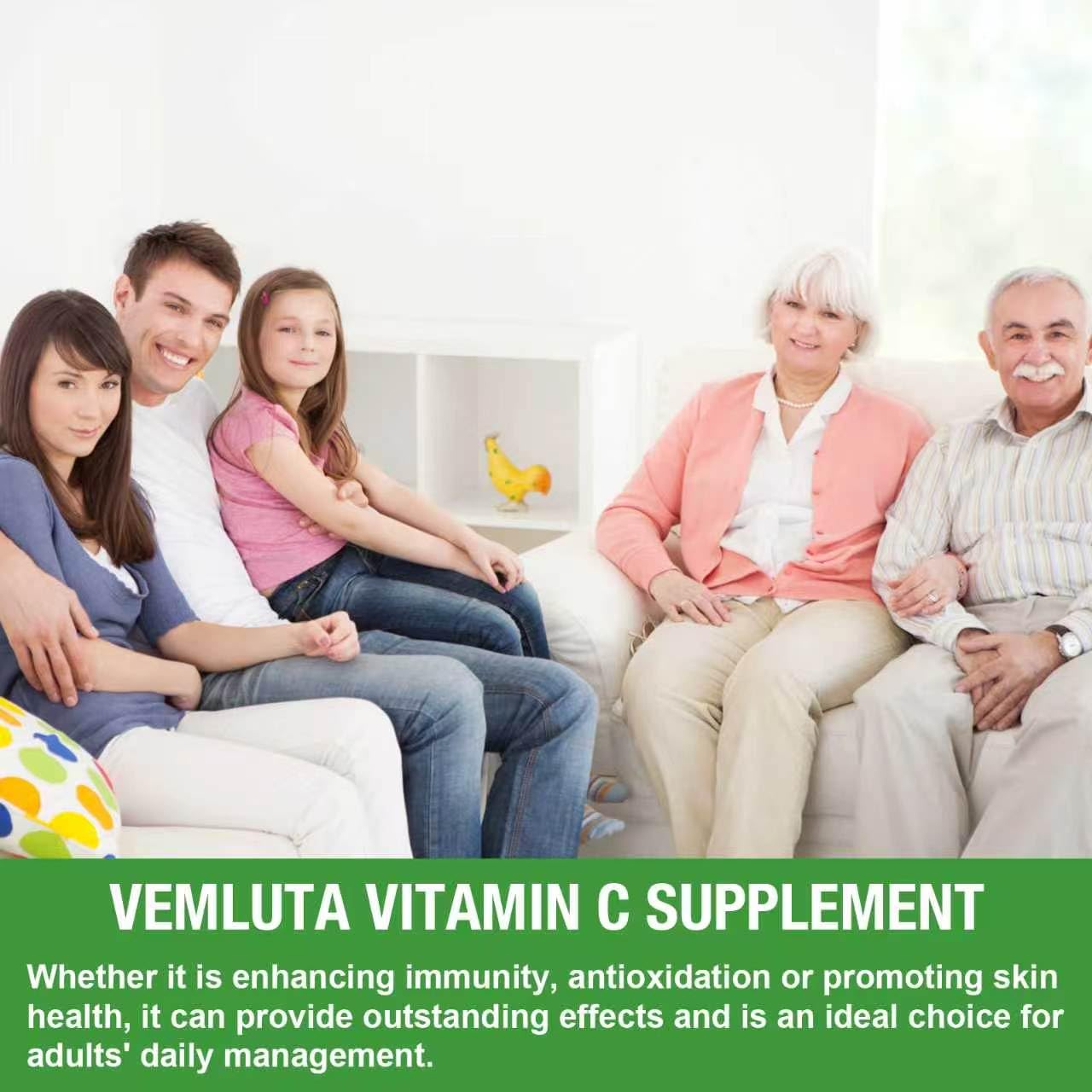 Vemluta Liposomal Vitamin C 2000mg Gummies Complex Rose Hips with D3 5000IU, Elderberry Echinacea, Iron & Zinc, Lemon Flavor, 60 Count