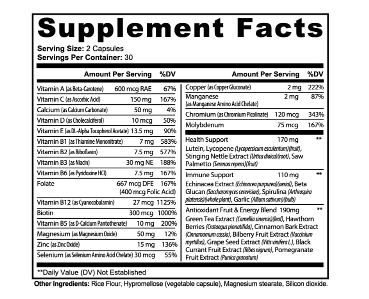 Generic InBloome Women’s Multivitamin Supplement – Daily Multivitamin with Vitamins A, C, D, E & B-Complex, Biotin + Zinc – Immune & Energy Support, 60 Capsules