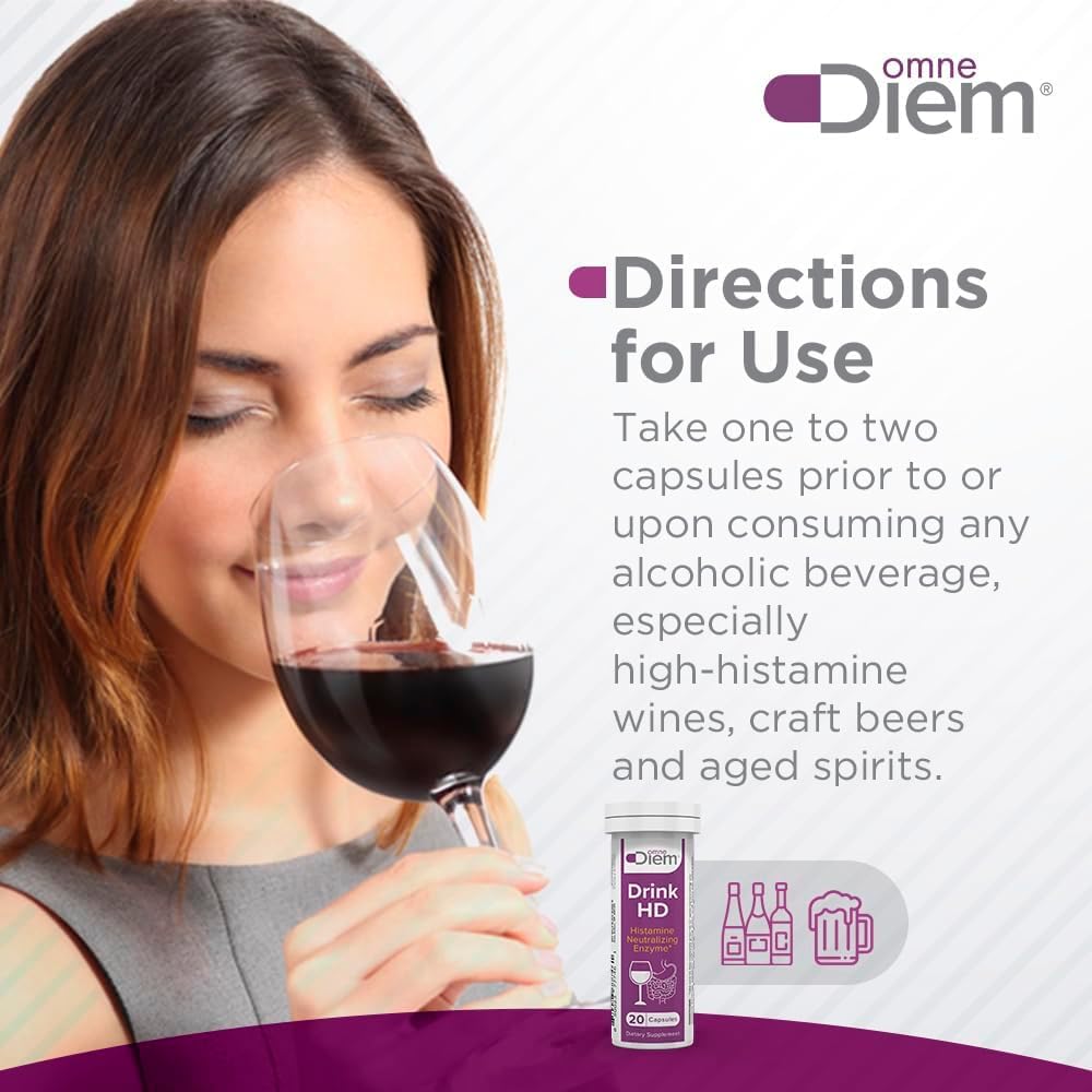 Omne Diem DrinkHD DAO Enzyme Supplement with Diamine Oxidase Delayed Release Capsule, 90 Count