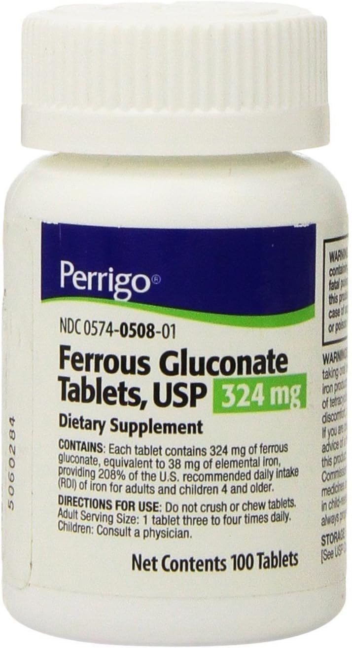 PADDOCK LABORATORIES Ferrous Gluconate Tablet, 100 Tablets