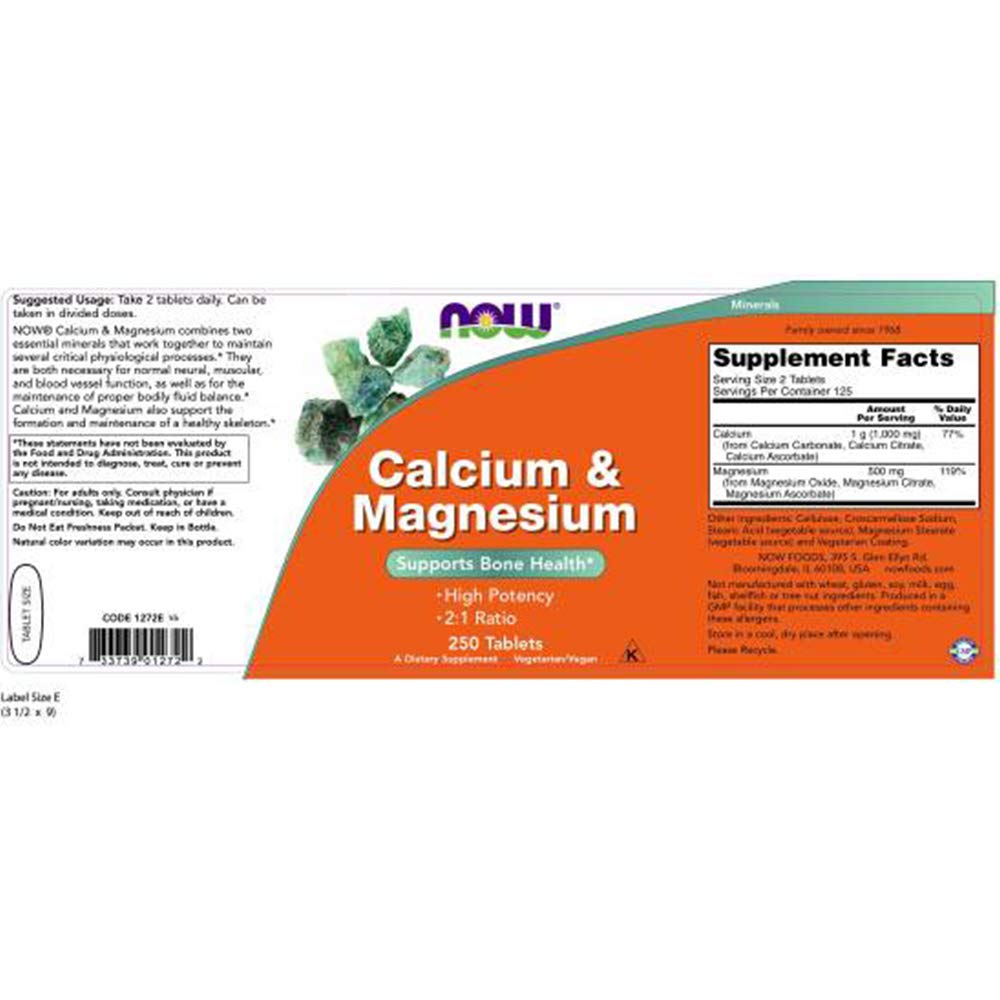 NOW Foods Calcium & Magnesium Tablets, 500 Count