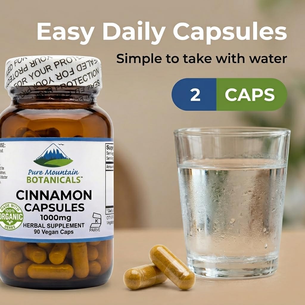 Pure Mountain Botanicals Cinnamon Capsules 1000mg 90 Count