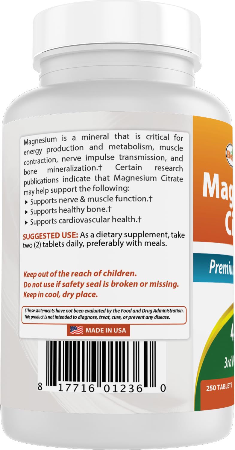 Best Naturals Magnesium Citrate Tablet, 250 Count