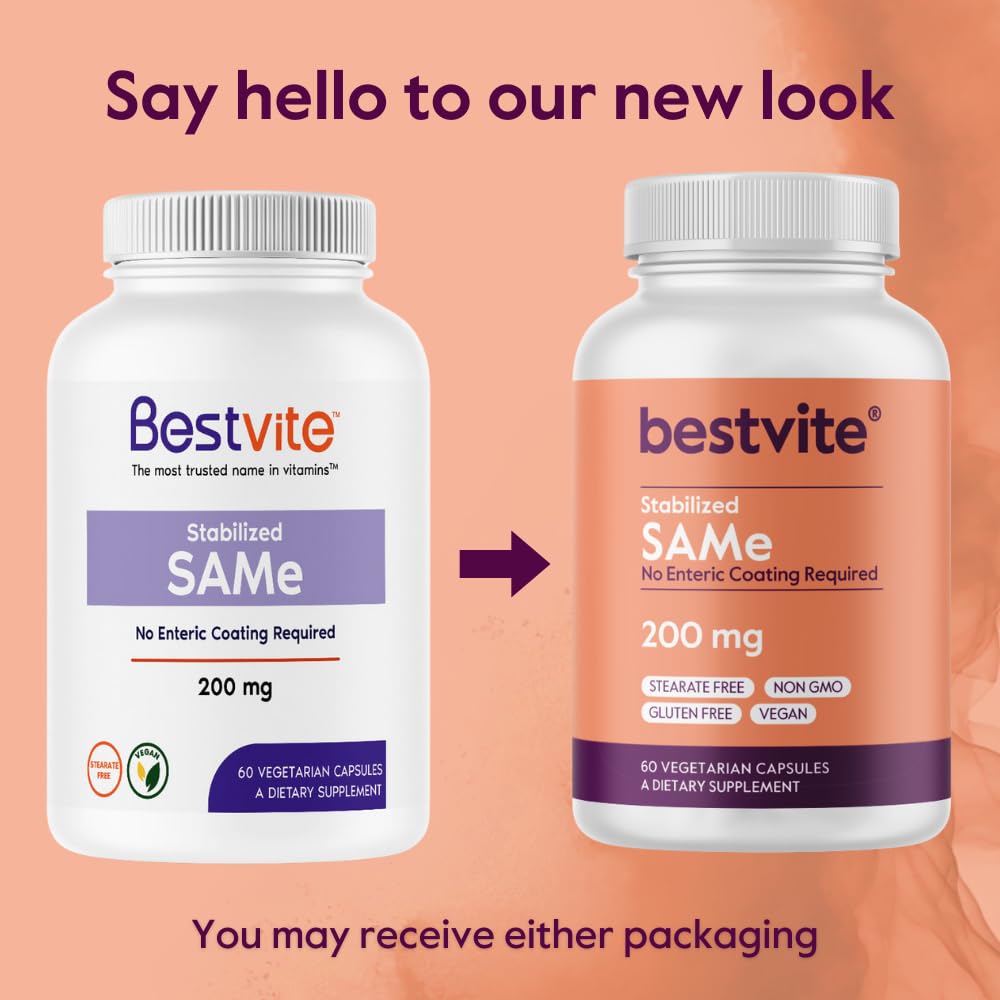 BESTVITE SAM-e 200mg Stabilized Capsules, 60 Count
