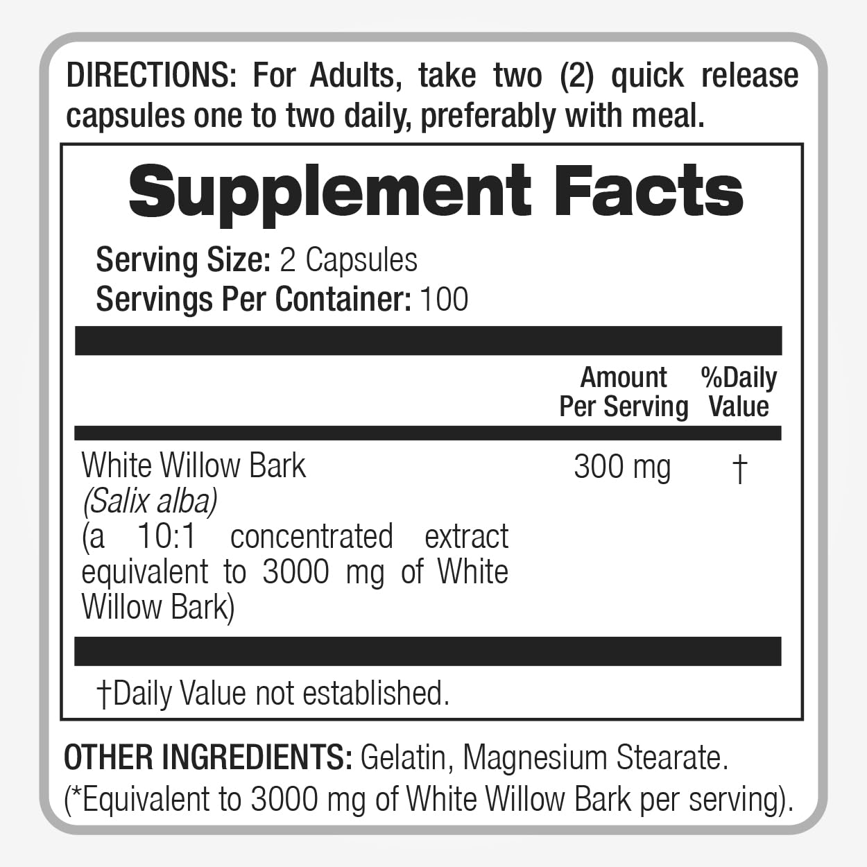 FITO MEDIC'S White Willow Bark Supplement Capsule 1 Count