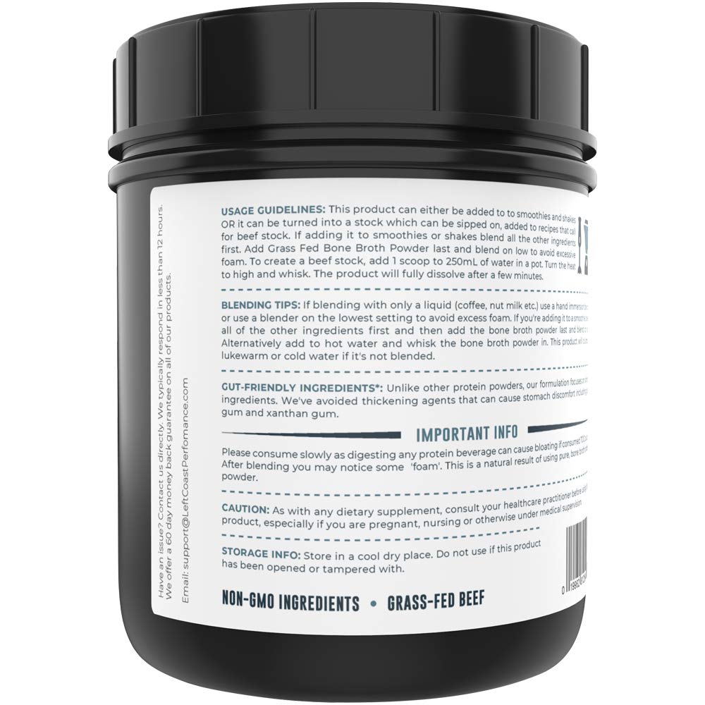 Left Coast Performance Pure Bone Broth and Multi Collagen Powder for Joint, Hair, Skin, and Nails Support, 2-Pack