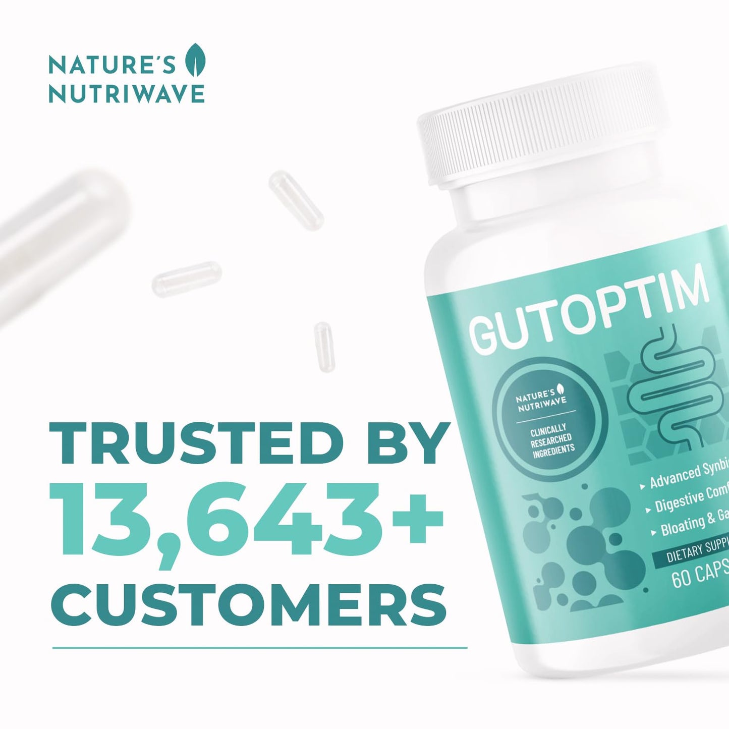 Nature’s NutriWave GutOptim Pre & Probiotic Enzyme Capsules 180 Count