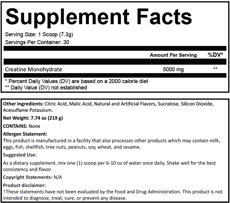Samnites Nutrition Creatine Monohydrate Powder, 20 Servings