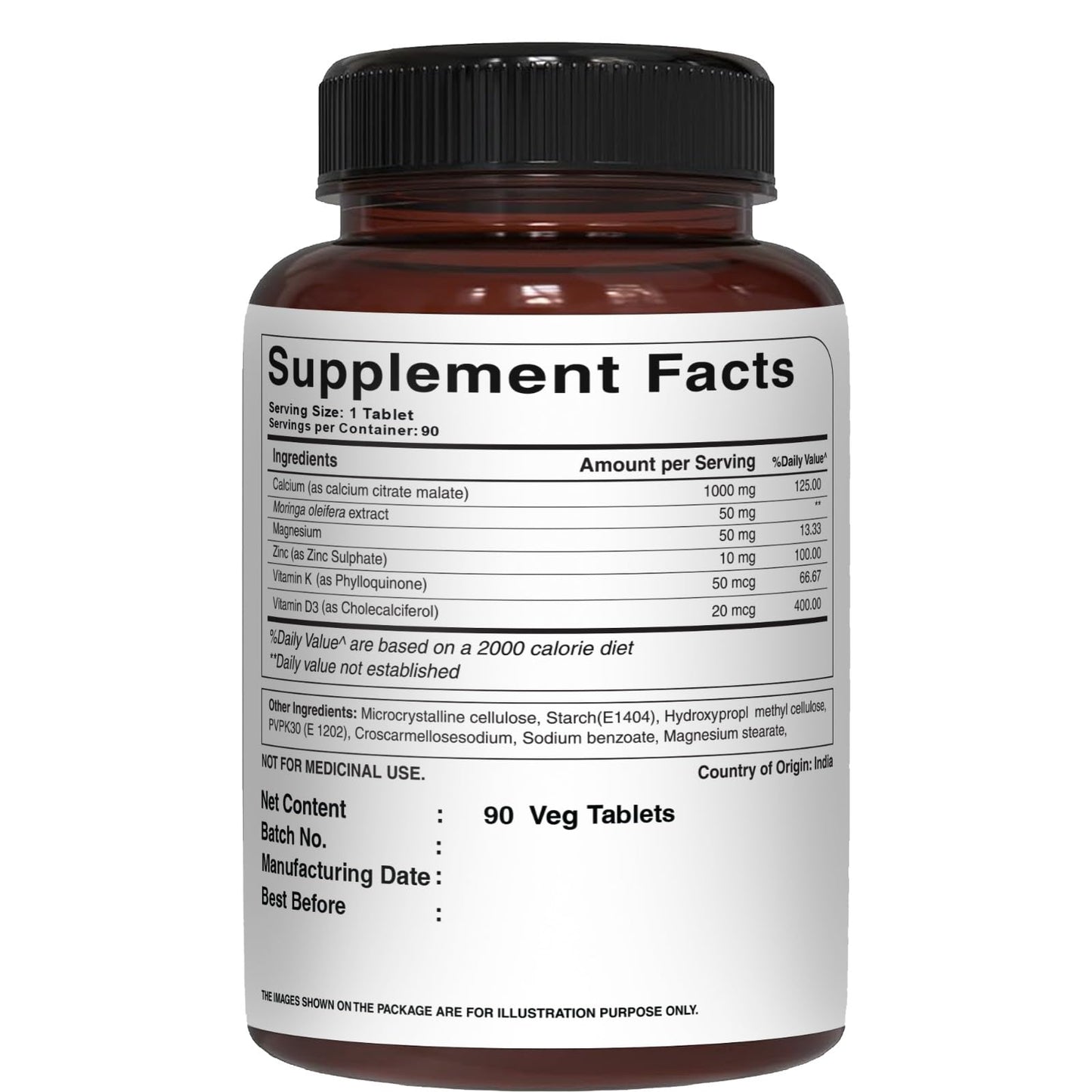 PURE NUTRITION NATURAL TREASURES Ultra Calcium 1000mg with Vitamin D3 & K, 270 Tablets