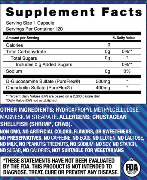Basic Brands Move Pureflex Glucosamine Chondroitin Capsules 120 Count