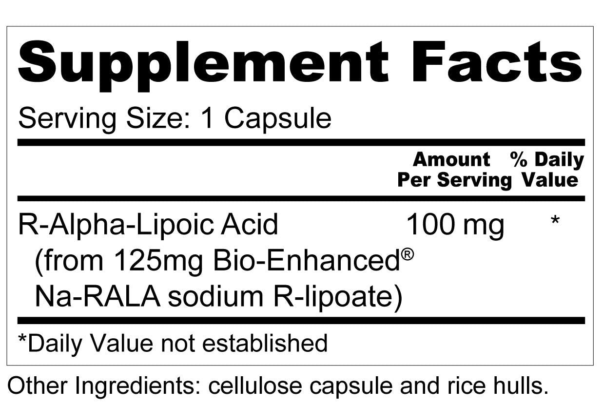 Wellness Resources R Alpha Lipoic Acid RALA Supplement 90 Capsules