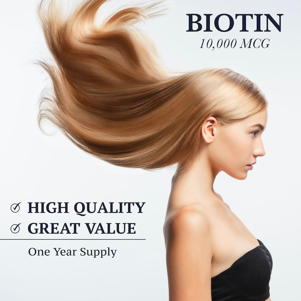 Puregen Labs Biotin 10,000 MCG Supports Healthy Hair, Skin & Nails - High Potency Beauty Support - Non-GMO, Gluten Free, 360 Tablets
