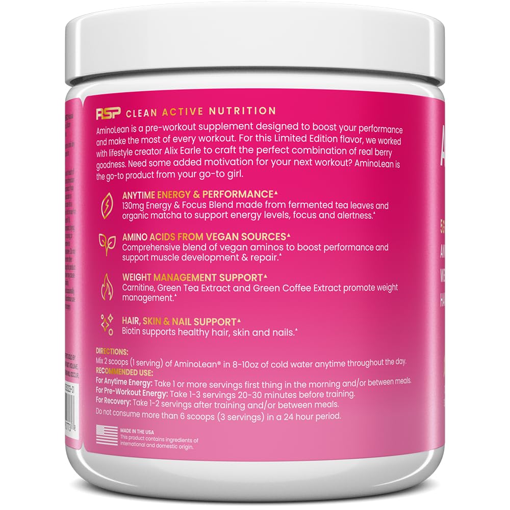 RSP NUTRITION AminoLean Pre Workout Powder, 30 Servings
