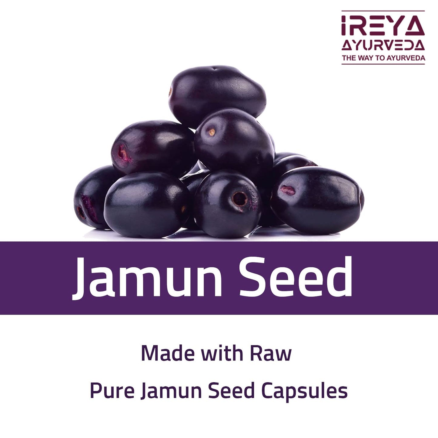 Ireya Ayurveda Jamun Seed Capsules 1000 mg, 90 Capsules