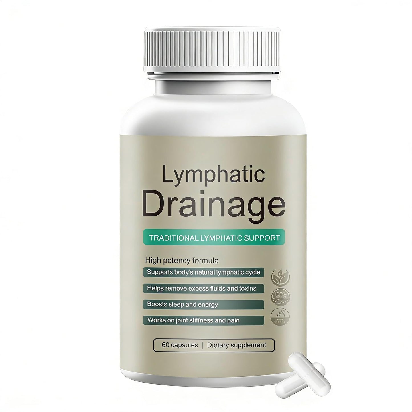EZTZMCN Lymphatic Drainage Capsules - Natural Herbal Blend with Dandelion, Burdock, Kelp & Echinacea, Supports Circulation & Fluid Balance, 60 Capsules