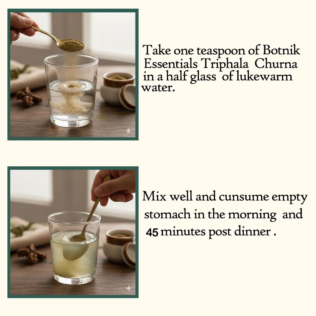BOTNIK ESSENTIALS 100% Organic Triphala 1:2:3 Churna Powder, 250g