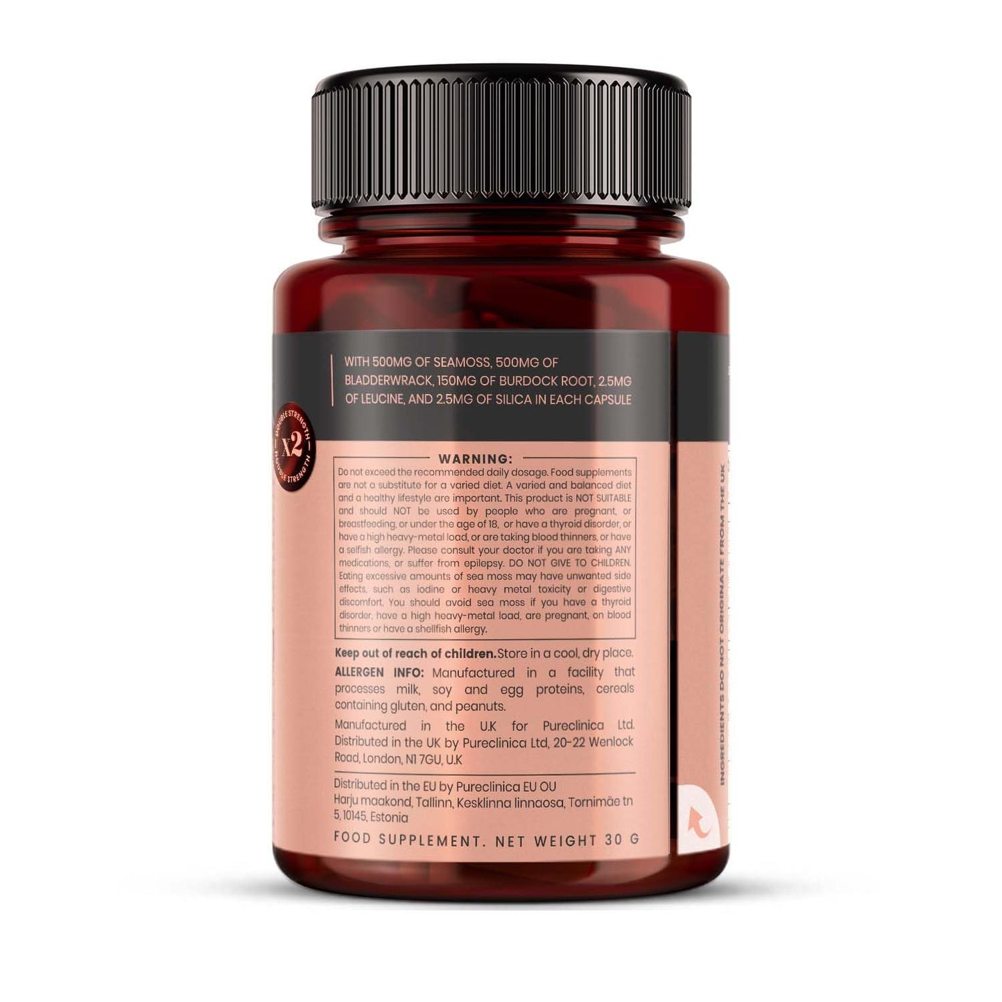 PureClinica Double Strength Seamoss Complex Capsules, 120 Count