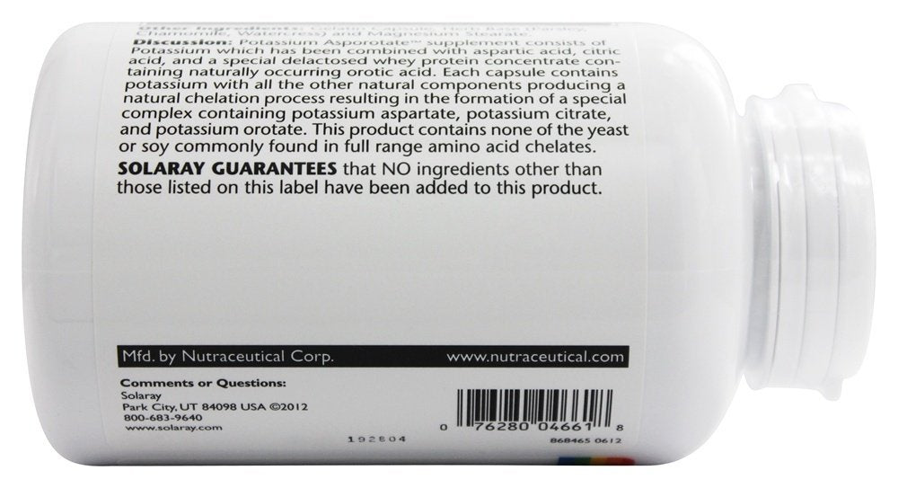 Solaray Potassium Asporotate 99 mg Capsule, 1 Count