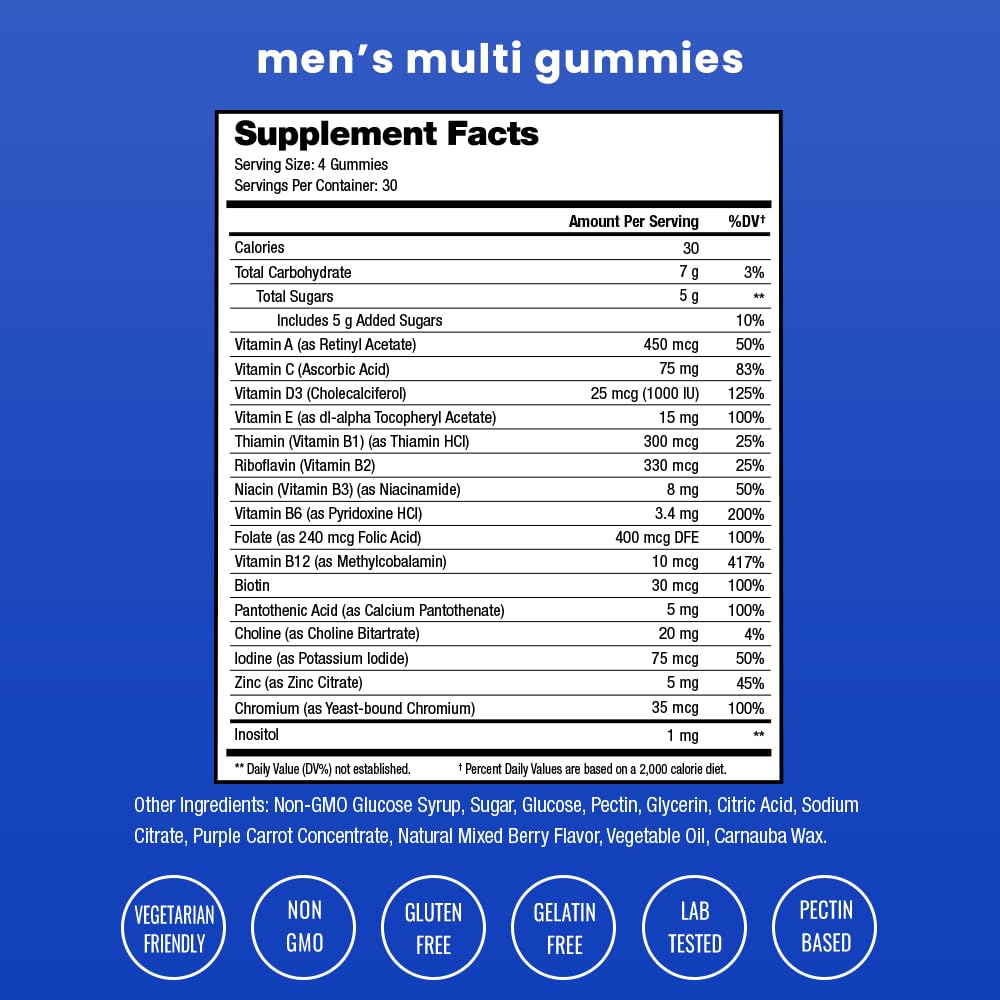 NutraChamps Multivitamin for Men 14+ Gummy, 120 Count