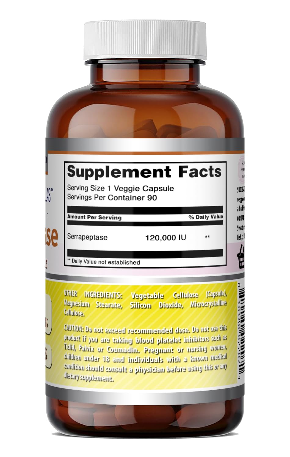 Amazing Nutrition Serrapeptase 120,000 iu Supplement Capsules 90 Count